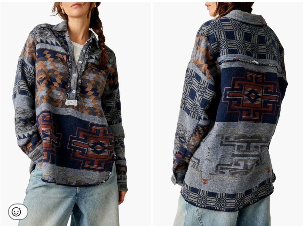 We The Free Free People Arizona Sky Pullover Jacket Small Oversized Aztec